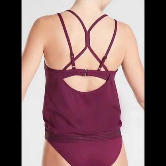 Athleta Tankini Swim Top Cross Back 32 D/DD Small - Picture 3 of 5